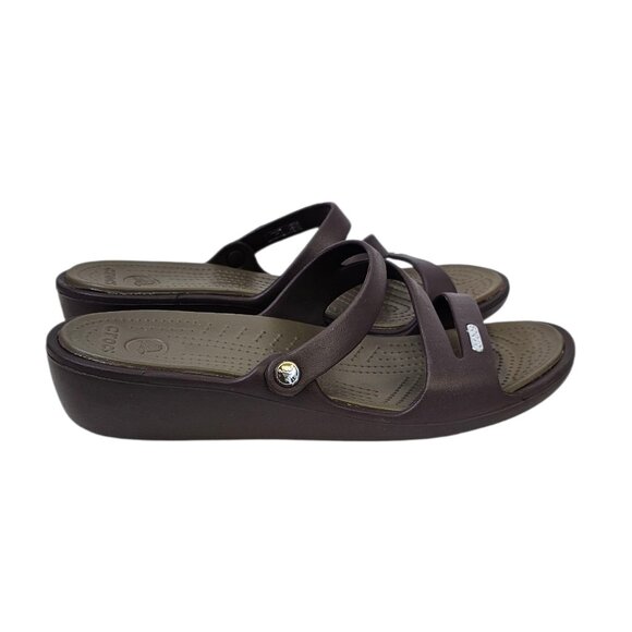 CROCS Womens Patricia Strappy Slip On Sandals, Brown, Comfort, Size 10 - Picture 6 of 10